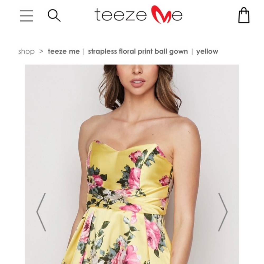 Strapless Floral Print Ball Gown - Picture 2 of 3